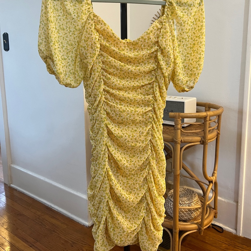 Yellow floral mini dress
